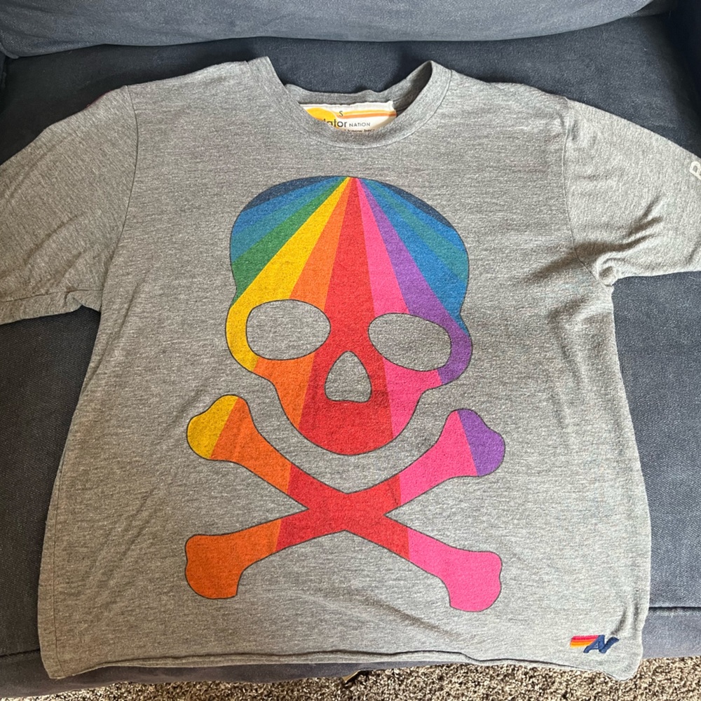 Aviator Nation Skull Rainbow Tee